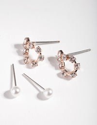 Rose Gold Diamante Loop Earring 2 Pack - link has visual effect only
