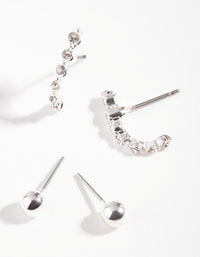 Silver Ball Diamante Earring 2 Pack - link has visual effect only