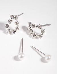Silver Diamante Loop Earring 2 Pack - link has visual effect only