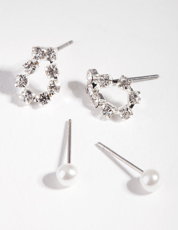 Silver Diamante Loop Earring 2 Pack