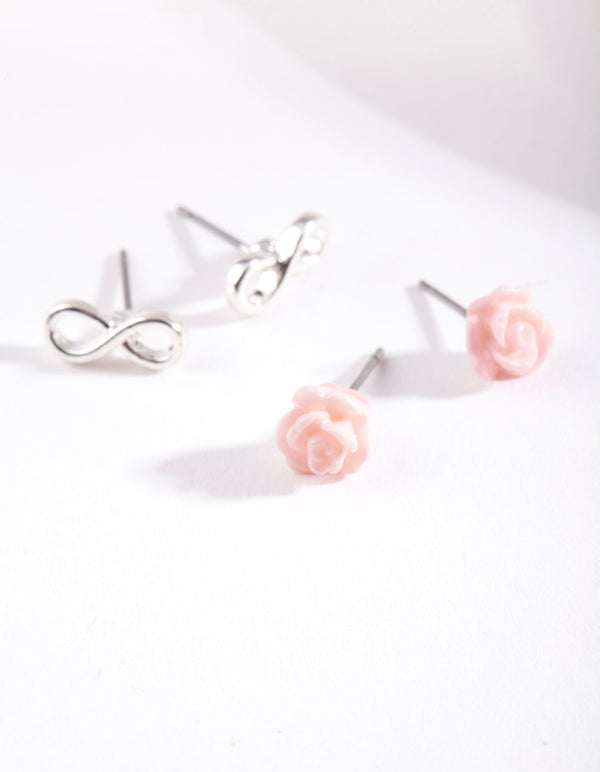 Infinity Rose 2 Pack Earring