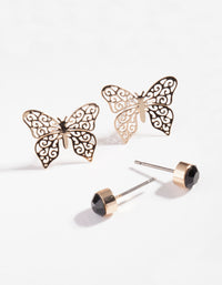 Gold Filigree Butterfly Earring 2 Pack - link has visual effect only