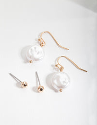 Gold Pearl Double Earring 2 Pack - link has visual effect only