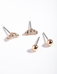 Gold Arch Ball Stud Earring 2 Pack - link has visual effect only