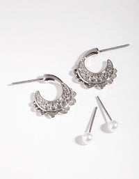 Rhodium Pearl Boho Earring 2 Pack - link has visual effect only