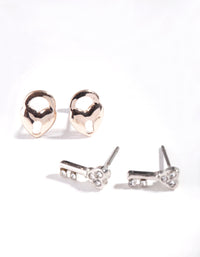 Mixed Metal Lock Key Earring Pack - link has visual effect only