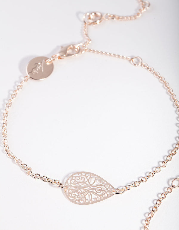 Rose Gold Filigree Bracelet 2 Pack
