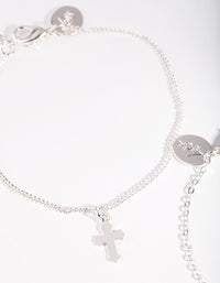 Silver Cross Coin Bracelet 2 Pack - link has visual effect only
