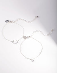 Silver Open Circle Diamante Bracelet 2 Pack - link has visual effect only