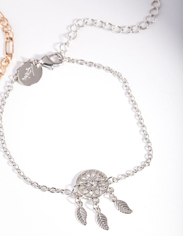 Mixed Metal Dreamcatcher Chain Bracelet Pack