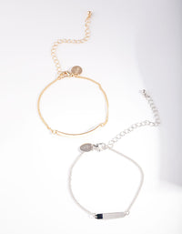Mixed Metal Bar Chain Bracelet 2 Pack - link has visual effect only