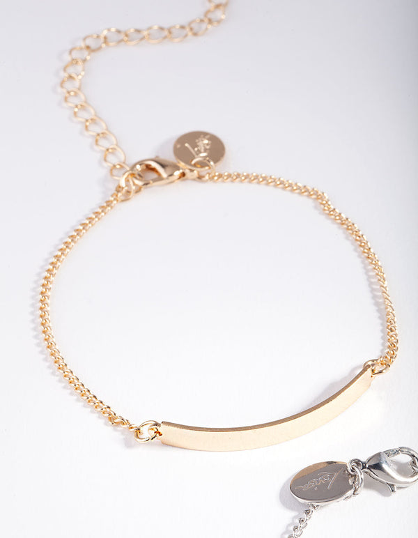 Mixed Metal Bar Chain Bracelet 2 Pack