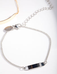 Mixed Metal Bar Chain Bracelet 2 Pack - link has visual effect only