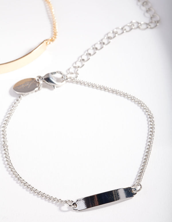 Mixed Metal Bar Chain Bracelet 2 Pack