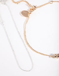 Mixed Metal Beaded Chain Bracelet 2 Pack - link has visual effect only