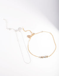 Mixed Metal Beaded Chain Bracelet 2 Pack - link has visual effect only