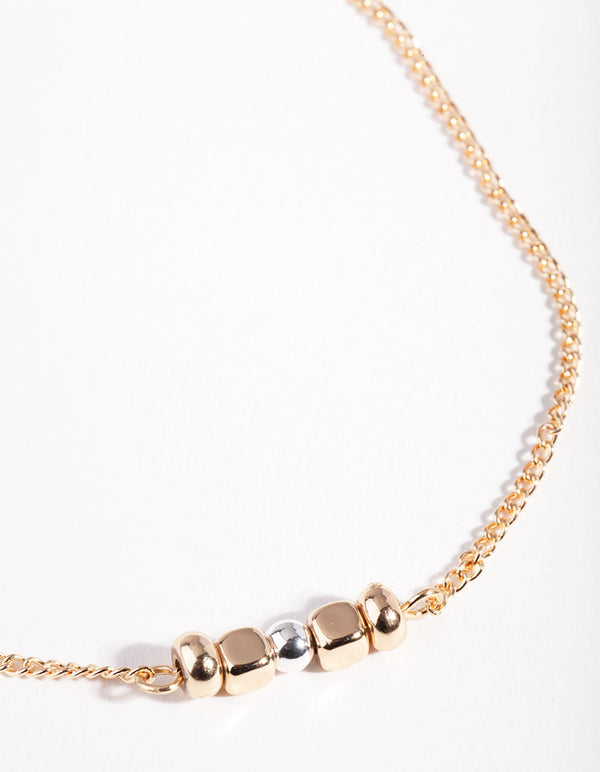 Mixed Metal Beaded Chain Bracelet 2 Pack