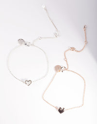 Mixed Metal Open Heart Bracelet 2 Pack - link has visual effect only