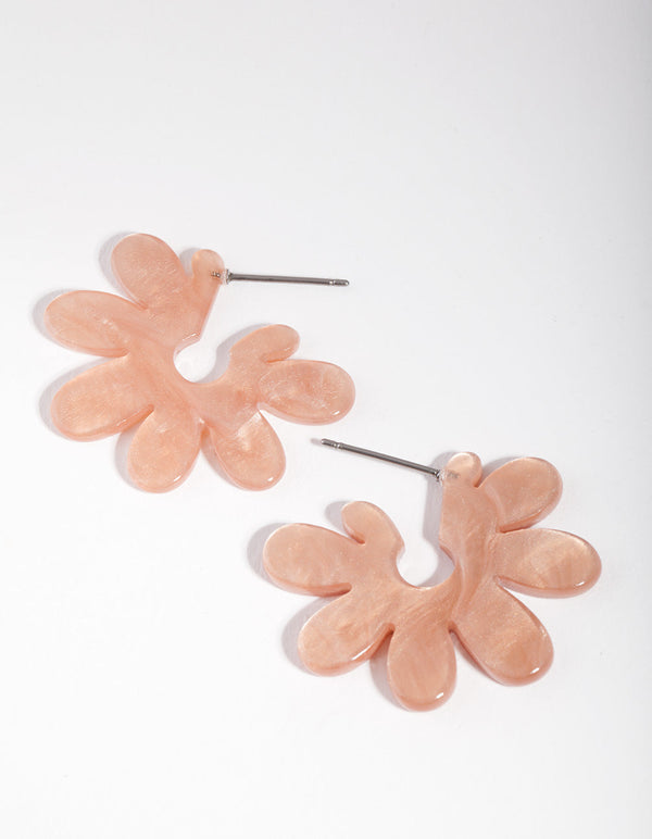 Pink Flower Petal Groovy Earrings