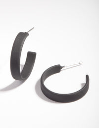 Black SImple Flat Hoop Earrings - link has visual effect only