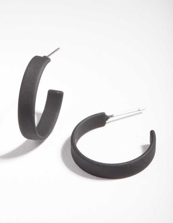 Black SImple Flat Hoop Earrings