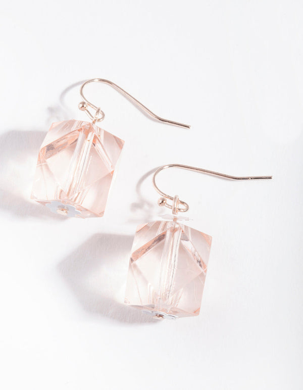 Rose Gold Geometric Gem Hoop Earrings