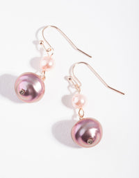Rose Gold Reflective Pearl Earrings - link has visual effect only