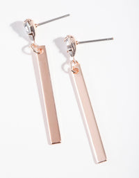Rose Gold Diamante Rectangle Drop Earrings - link has visual effect only