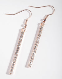 Rose Gold Simple Diamante Bar Earrings - link has visual effect only