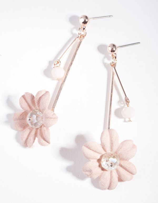 Rose Gold Stick Flower Earrings