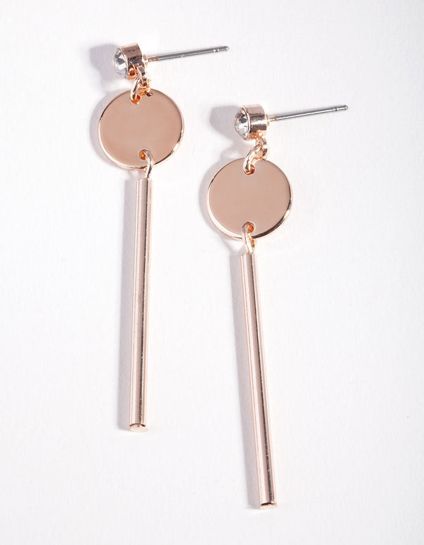 Rose Gold Diamante Minimal Earrings