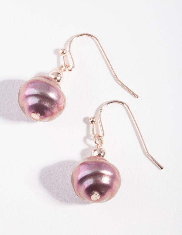 Rose Gold Shining Pearl Earrings