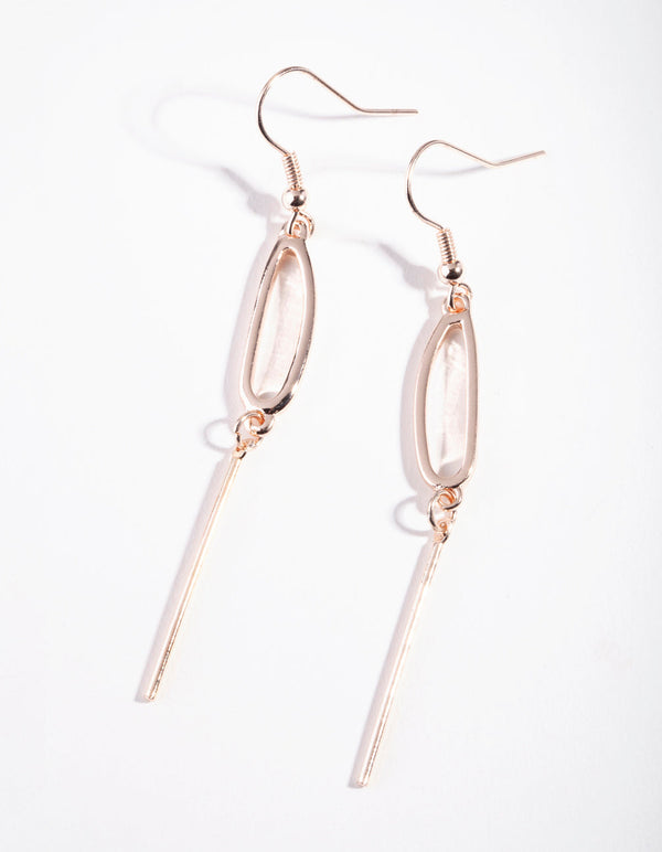 Rose Gold Thin Organic Drop Earrings