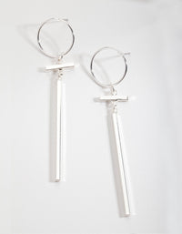 Silver Circle Long Drop Earrings - link has visual effect only
