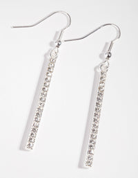 Silver Simple Stick Diamante Earrings - link has visual effect only
