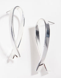 Silver Metal Ribbon Earrings - link has visual effect only