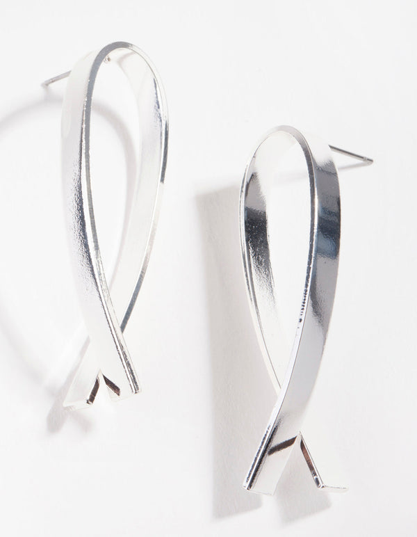 Silver Metal Ribbon Earrings