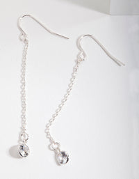 Silver Thin Chain Drop Earrings - link has visual effect only