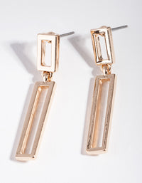 Gold Open Rectangle Drop Earrings - link has visual effect only