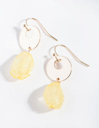 Gold Yellow Cracked Bead Earrings - link has visual effect only