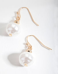 Gold Natural Pearl Drop Earrings - link has visual effect only