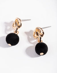 Black Gold Mini Fluff Earrings - link has visual effect only