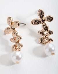 Gold Flower Drop Earrings - link has visual effect only