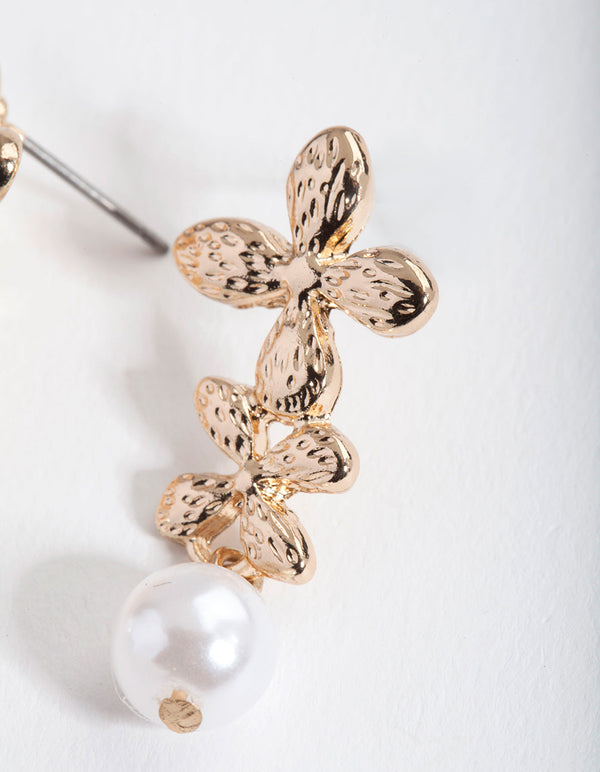 Gold Flower Drop Earrings