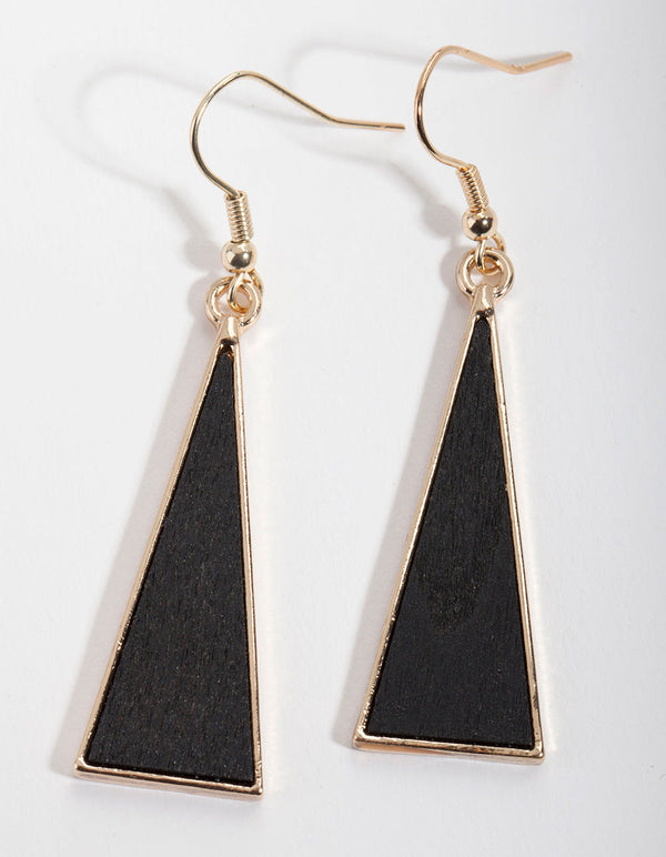Black and Gold Triangle Earrings