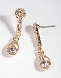 Gold Mini Diamante Decor Earrings - link has visual effect only