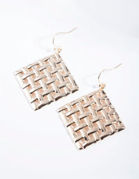 Gold Woven Waffle Earrings - link has visual effect only