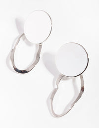 Rhodium Disc Swiggle Oval Earrings - link has visual effect only