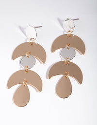 Mixed Metal Flat Shape Drop Earrings - link has visual effect only