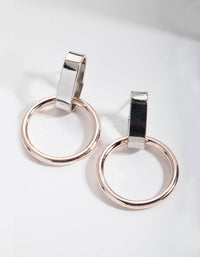 Mixed Metal Heavy Link Drop Earrings - link has visual effect only